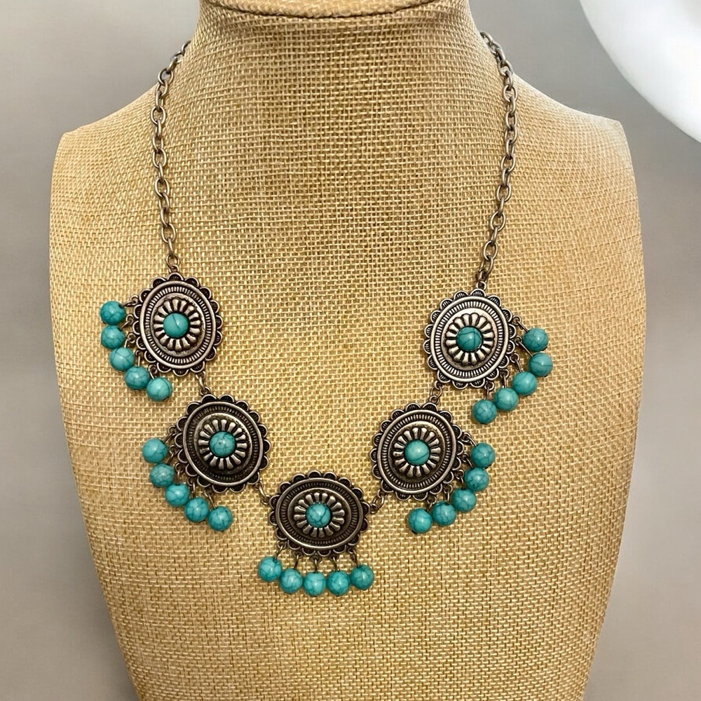 Southwestern Turquoise Silver Necklace